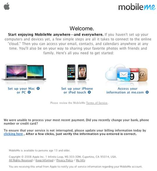 MobileMe Scam Email